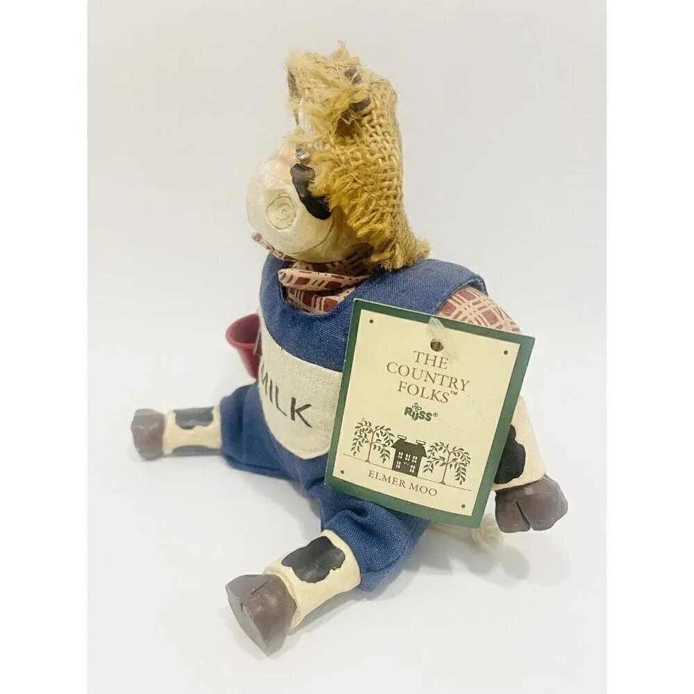 Farmer Cow Elmer Moo Shelf Sitter Figure Kathleen Kelly Critter Country Folks